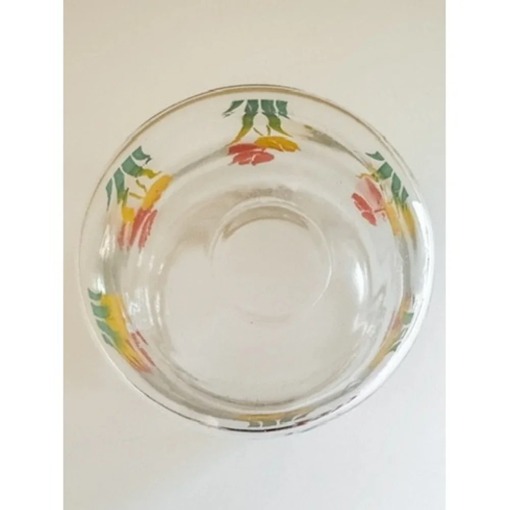 Anchor Hocking Tulip Design Glass Canister Vintage Retro Floral Jar No Lid